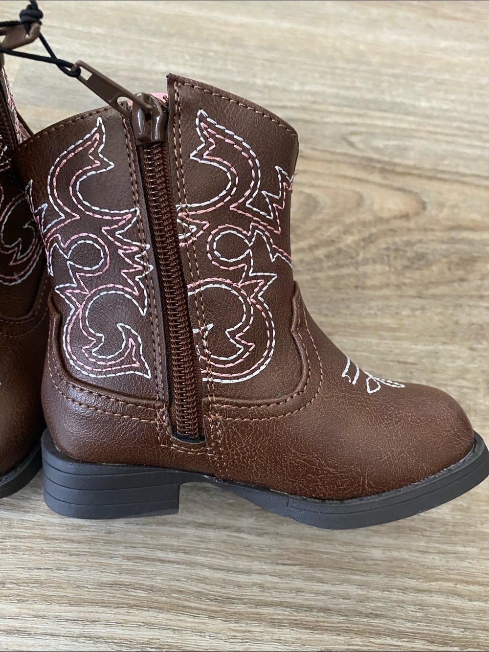 wonder nation Brown and Pink Cowboy Boots Kids Size 5 - Picture 3 of 4